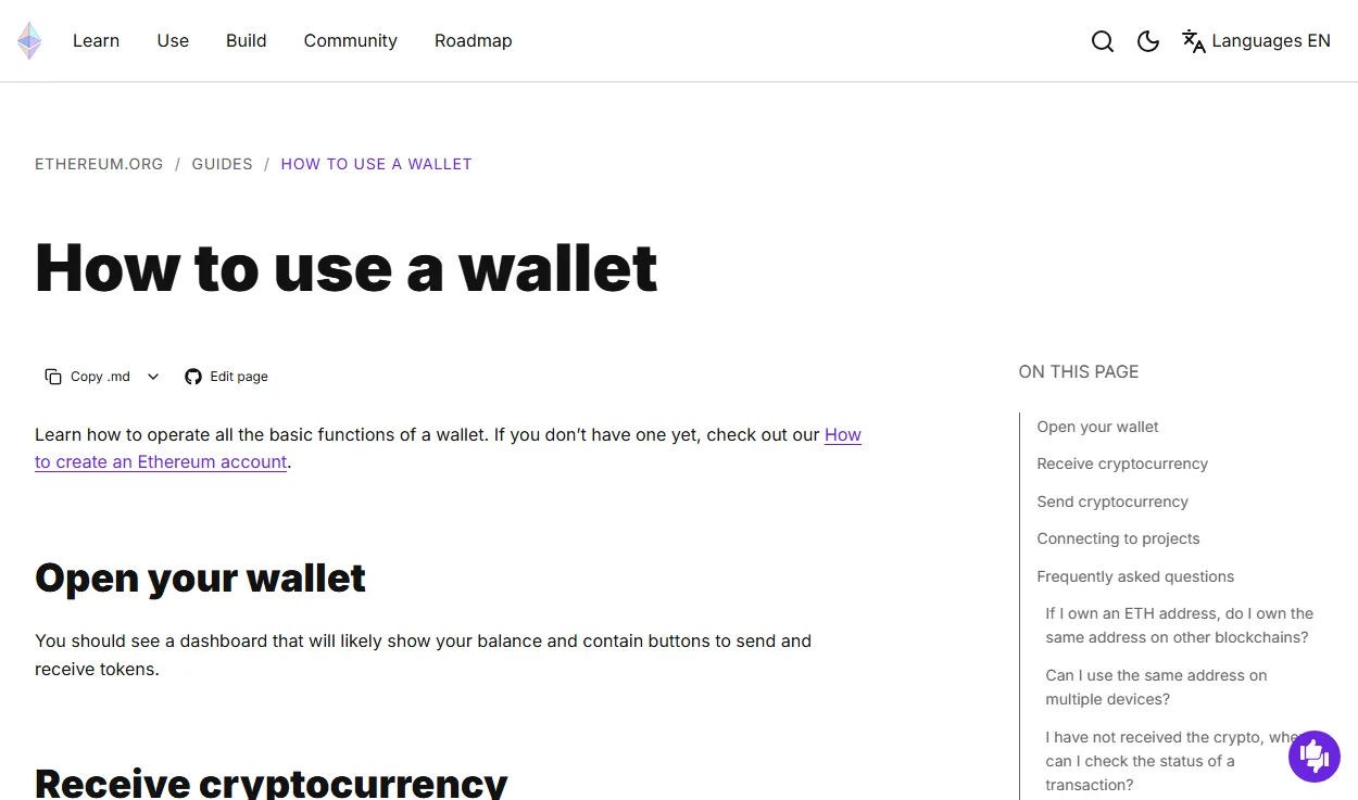 ethereum.org 公开钱包使用指南入口